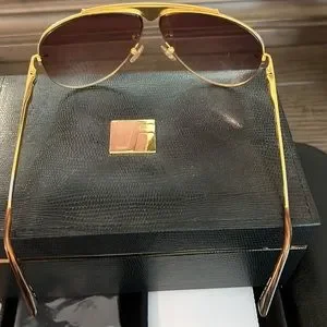 Linda Farrow Lux python and gold shield sunglasses with box, case, cards, cloth 620592_1716383687012.jpg main image 4